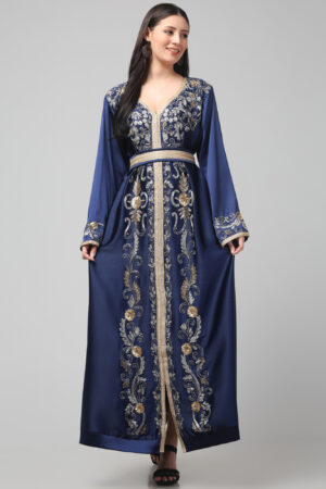 Exclusive Hand-Embroidered Satin Dress for Weddings & Festive Wear