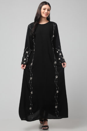 Elegant Kashibo Abaya with Handcrafted Bead & Pearl Embellishments