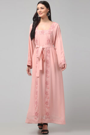 Elegant Georgette Abaya with Moti, Bead & Nalki Hand Embellishments